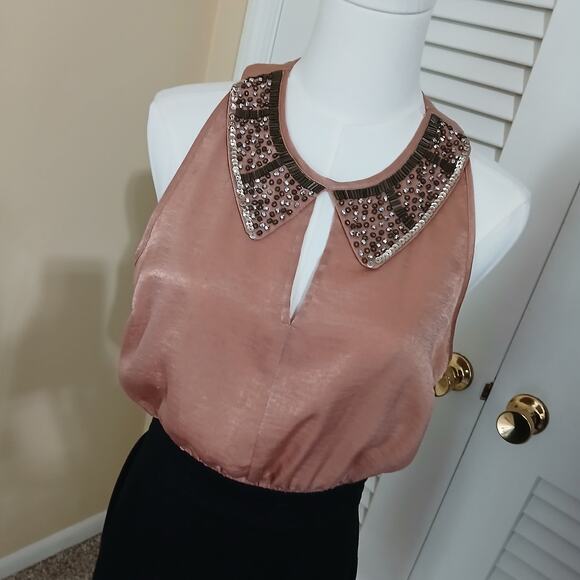 XXI Medium Halter peak-a-boo front Sequin Collar Exposed Zipper Back Dress poly - Picture 1 of 13